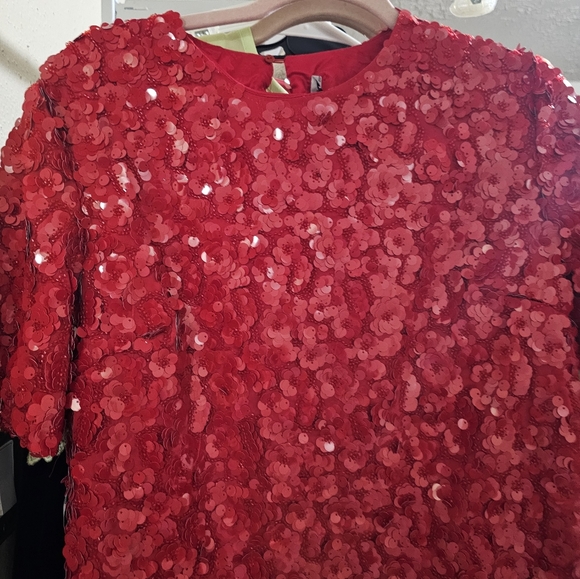 Zara Vibrant Red Sequin Mini Dress Make An Offer - Picture 8 of 9